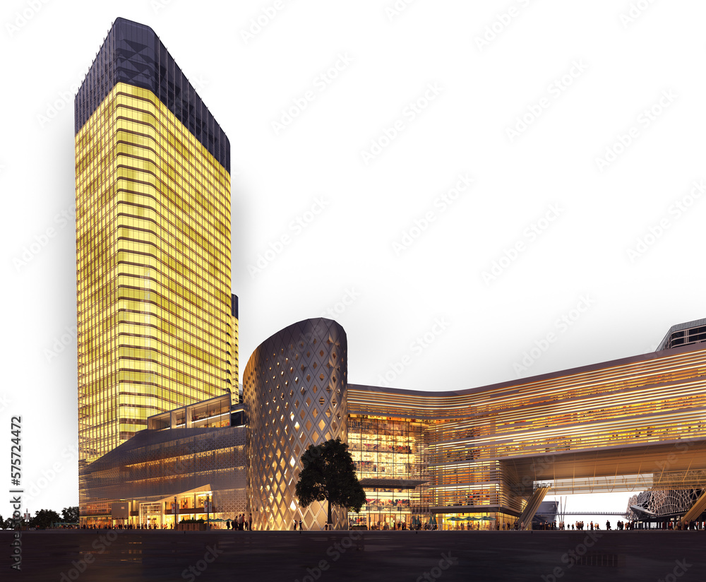 Poster image of modern and futuristic building. 3d rendering