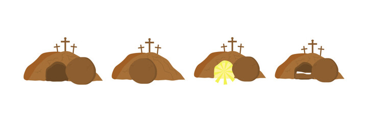 Tomb of Jesus icon. "Crucifix". Easter. Vector illustration on a white background.