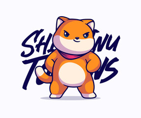 cute shiba inu character icon vector illustration, flat cartoon style.