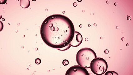 Bubbles flow in pink copy space background