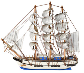 Wooden ship isolated on white