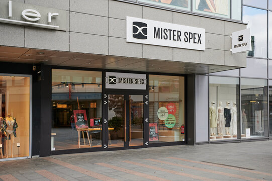 Mainz, Germany - Feb 26, 2023: Mister Spex store in the city of Mainz, Germany
