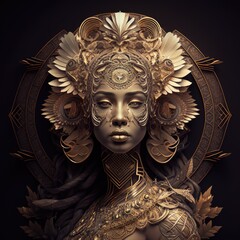 Hyper ornate young woman portrait, Ai Generative.