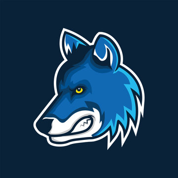 wolf head mascot, angry wolf face vector mascot logo