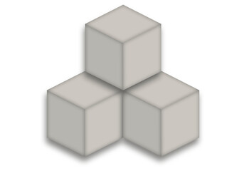 Cubos grises con sombra en fondo transparentes