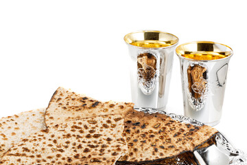 Matzah Shmurah. Jewish traditional Passover bread. Pesach celebration symbol. Closeup