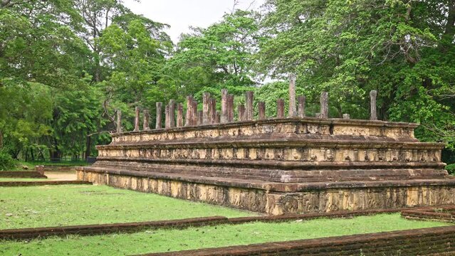 Ancient Council Chamber ruins in Polonnaruwa city temple, Sri Lanka