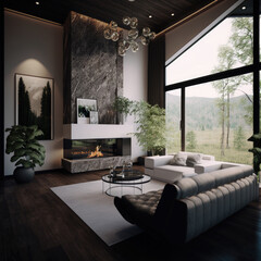 Luxurious living room with modern design, Ai Generative