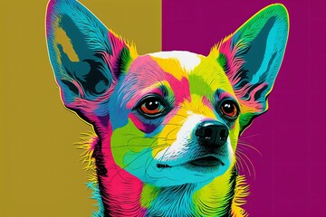 Colorful Pop Art Background with Cute Dog, generative ai
