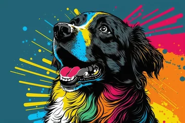 Fototapeten Colorful Pop Art Background with Cute Dog, generative ai © avrezn