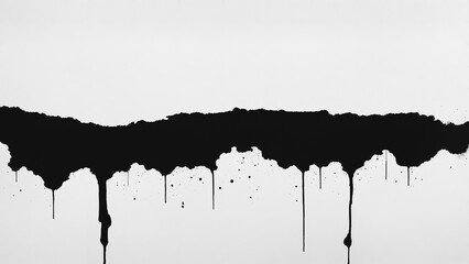 Grunge brush strokes ink paint, black ink blot, abstract black water color on white background 