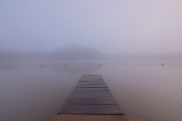 Obraz premium Magic Sunrise in Brazilian Savannah With Fog