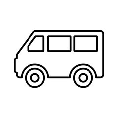 Carriage, conveyance, mini bus outline icon. Line art vector.