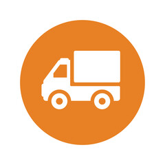 Carriage, conveyance, transport icon. Orange color vector EPS.