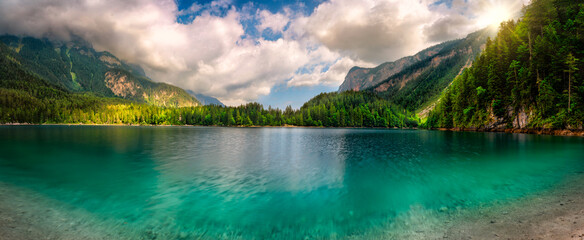 lake and mountains