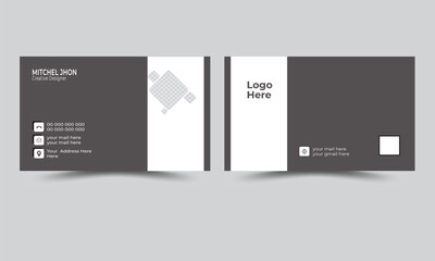 Professional vector design modern business card with company logo black & white colors background. Visiting card for business and personal use.