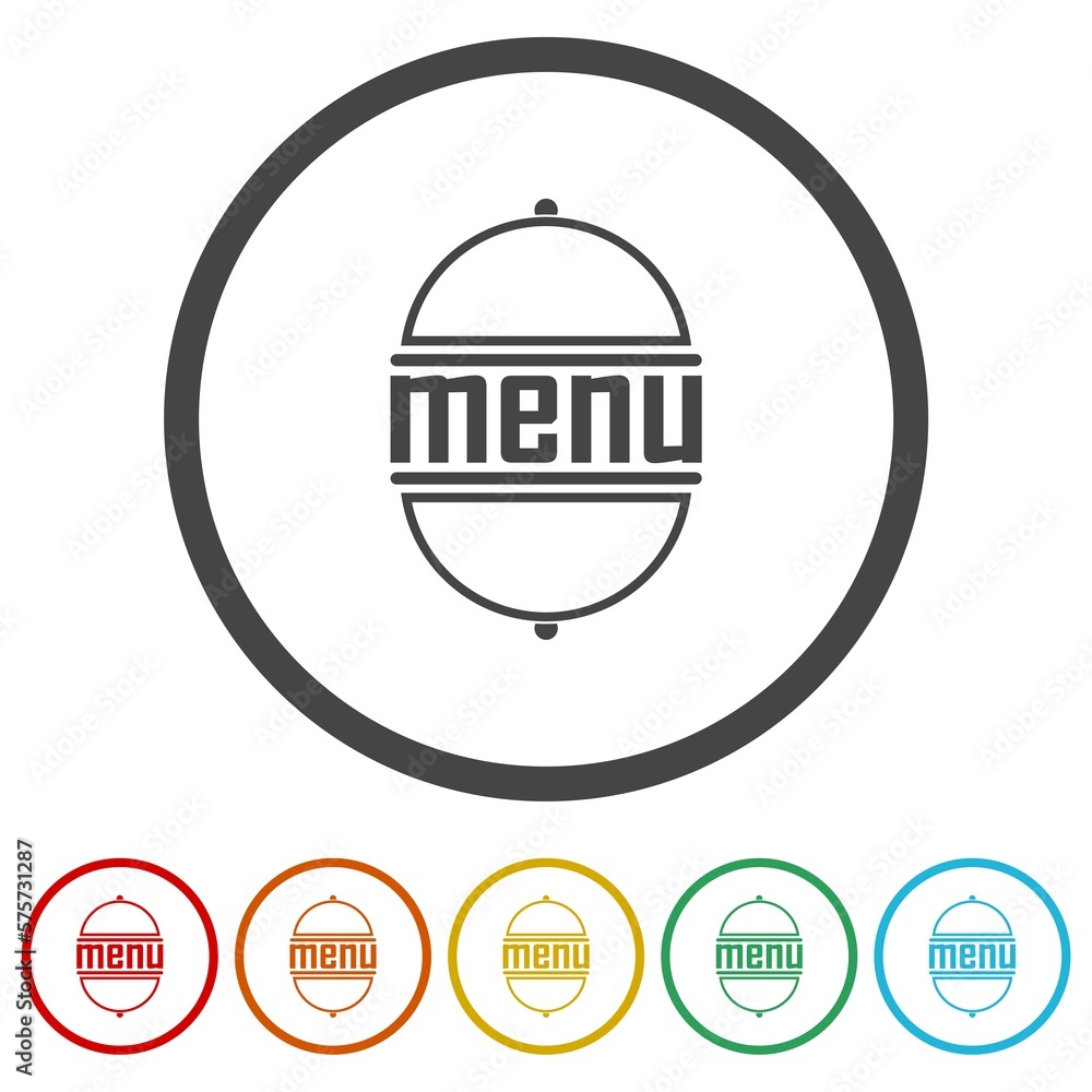 Poster menu logo icons in color circle buttons