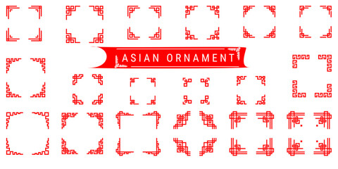 Asian ornament in vector style.  Vintage patterns in traditional Chinese style.  Vector Japanese corners