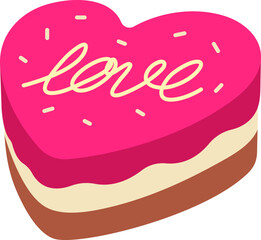 Cake heart love Icon Elements Flat Style