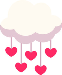 Cloud Heart Drop Icon Elements Flat Style
