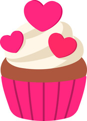 Cup Cake Heart Icon Elements Flat Style