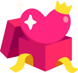 Gift Box with heart inside Icon Elements Flat Style