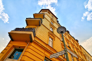 Low angle view of apartment building