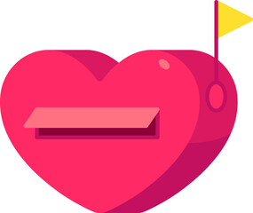 Mailbox Heart Icon Elements Flat Style