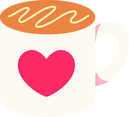 Mug Heart Icon Elements Flat Style