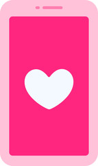 Phone Heart Icon Elements Flat Style