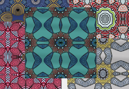 Seamless Pattern Collection with Ethic Mandala Motif