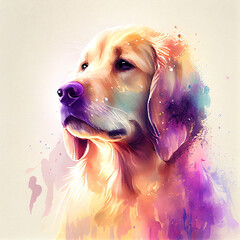 golden retriever dog in watercolour  style 