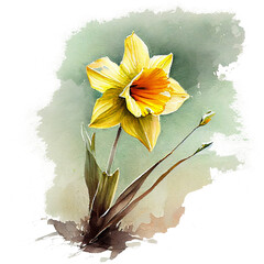 narcissus  in watercolour, spring flower
