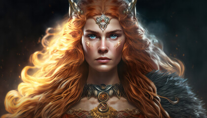 Freyja the god of love, sex, and fertility - German gods - Mythologies - Generative AI