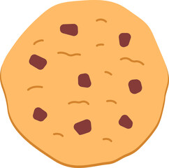 Vanilla Chocolate Chip Cookie Dessert Icon Element illustration Flat style