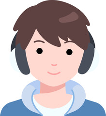 Student man boy avatar User person people Headphone hoodie Flat Style