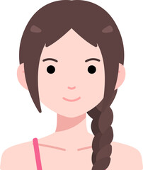 Avatar User Woman girl person people cute pigtail hair Flat Style
