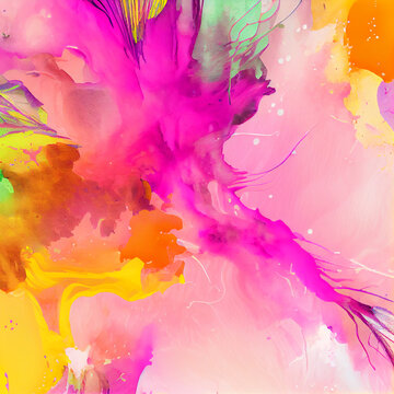 Warm and vibrant watercolor and acrylic abstract backdrop.generative ai