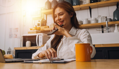 Entrepreneurs and business people conference in modern meeting room, happy multiracial coworkers have fun cooperating working together at office meeting, asian teamwork concept