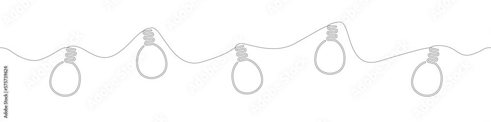 Poster bulb icon line continuous drawing vector. one line garland of light bulbs icon vector background. bu