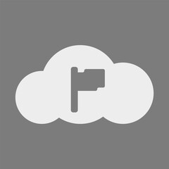 Cloud flag vector icon. Cloud flag icon on gray background vector.