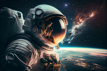 Fototapeta na wymiar Astronaut in the outer space with the earth in the background.generative ai