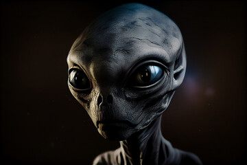 Fototapeta na wymiar Portrait of an alien on a black background.generative ai