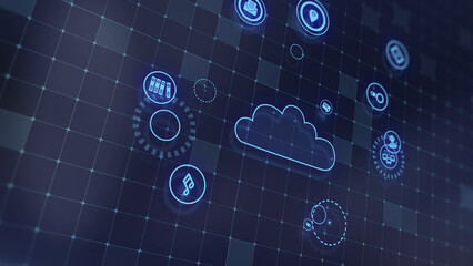 3D rendering the concept of cloud technologies and server data processing