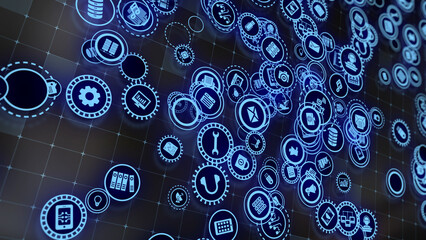 3D rendering the concept of cloud technologies and server data processing