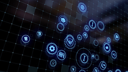 3D rendering the concept of cloud technologies and server data processing