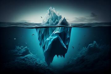 iceberg  underwater risk, dark hidden .generative ai