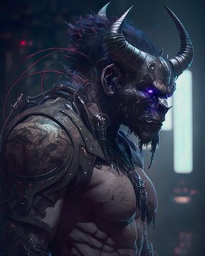 Cyberpunk Minatur character. Generative AI