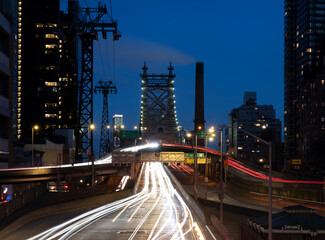 Fototapeta na wymiar Queensboro Bridge Traffic Light Trails