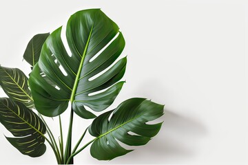 Fototapeta na wymiar Green leaves on white background isolated. Photo generative AI